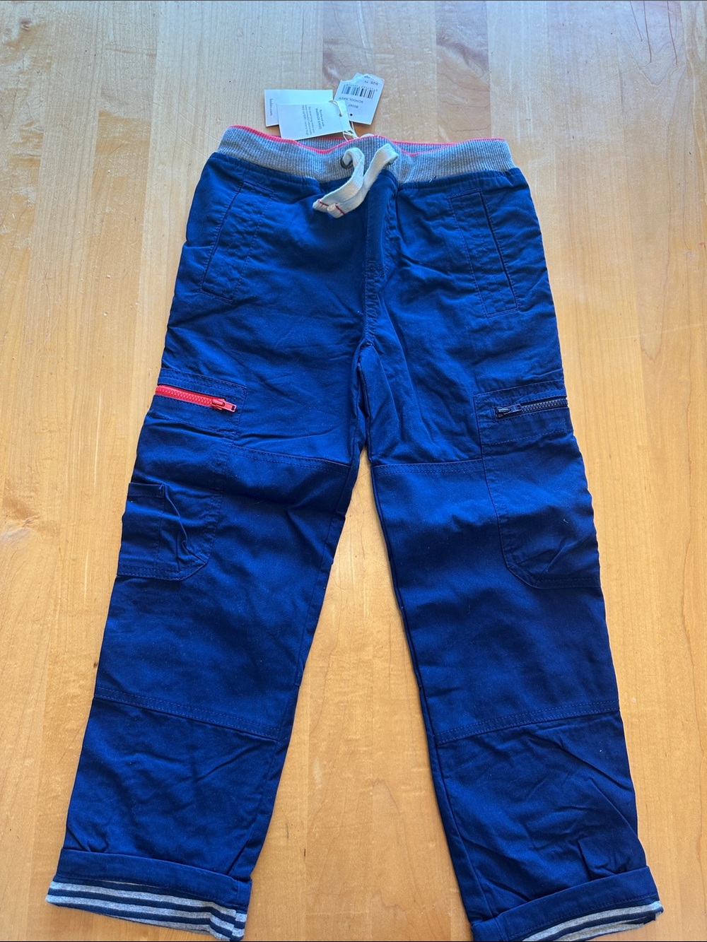 Mini Boden Navy Cargo Joggers with Contrast Trim